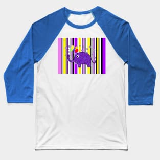 FUNNY  Elephant Party Stripes Baseball T-Shirt